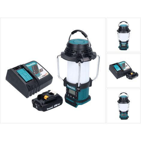 Makita DMR 055 RA1 radio a batteria 18 V FM con lanterna a 360° + 1x batteria ricaricabile 2,0 Ah + caricabatterie