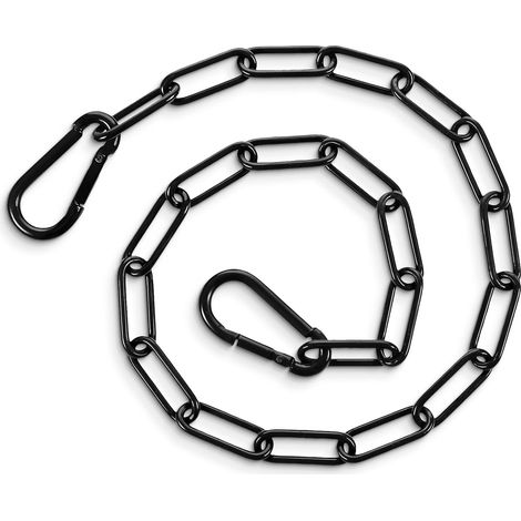 Chaîne noire de 60 cm - Chaîne en acier inoxydable - Chaîne à maillons en acier inoxydable - Chaîne de porte avec mousqueton - Chaîne ronde en acier inoxydable pour clôtures extérieures (1/5)