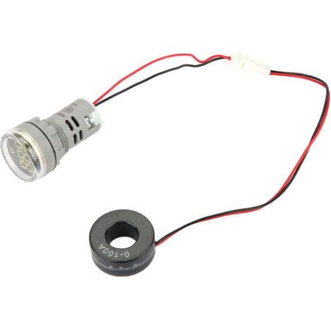 Ampèremètre numérique 0-100 A, indicateur de courant alternatif, voyant LED rond (blanc) (1/5)
