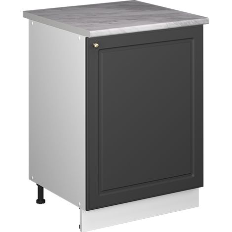 Mobiletto base cucina Fame-Line, Oro-antracite rustico/Bianco, 60 cm 1 anta con piano di lavoro, Vicco (1/5)