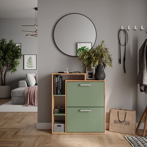 Scarpiera Orlando, Goldkraft rovere/verde, 80 x 90 cm, Vicco