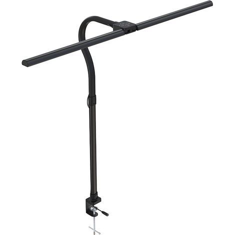 Lámpara de escritorio LED con pinza de doble extremo, ajustable 360°, 5 niveles de brillo, protección ocular, USB, 24 W de potencia, material PC, color negro. (1/5)