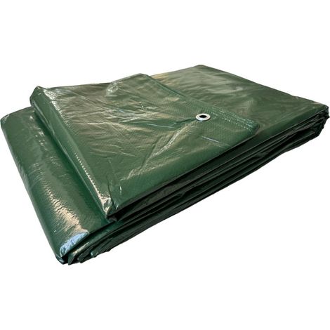 Telo Telone Occhiellato 10x12 mt Antistrappo Impermeabile colore Verde 130 gr./mq.