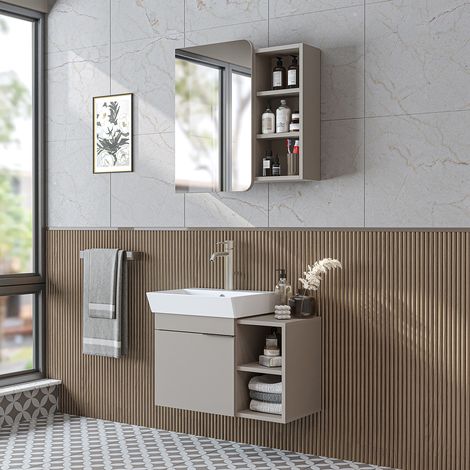 Roomart LYCIA-72 Badmöbel-Set 3-tlg 72 cm breit, Beige
