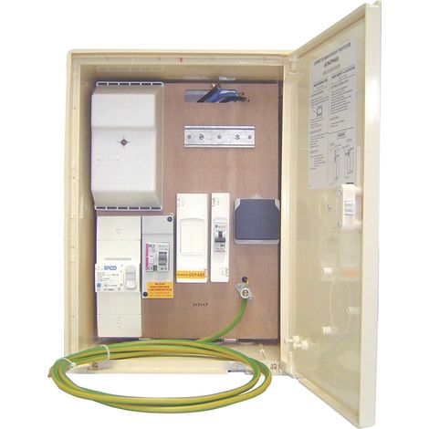 Michaud – Coffret de branchement provisoire monophasé – 1 disjoncteur 15/45A – Prise 16A avec protection – Câble de mise à la terre 3m (1/3)