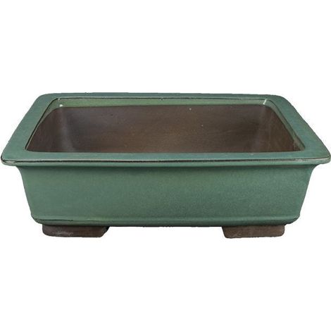 Vaso bonsai rettangolare smaltato verde 52,5