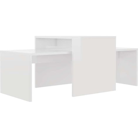 Maison Exclusive - Ensemble de table basse Blanc brillant Bois d’ingénierie (1/5)