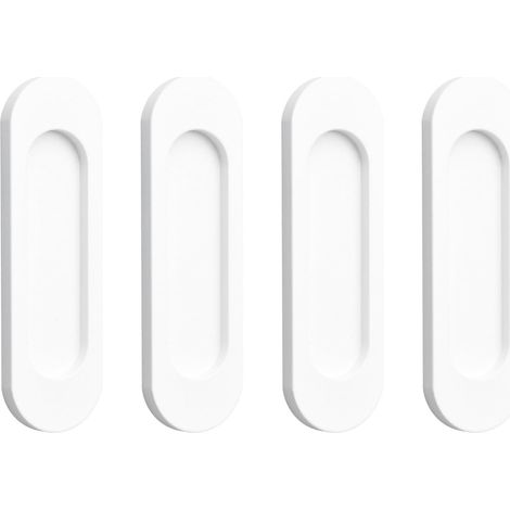 Set di 4 maniglie ovali per porte scorrevoli - Maniglie a scomparsa adesive in alluminio - Per porte scorrevoli - armadi - cassetti - guardaroba - bianco - 150 mm (1/3)