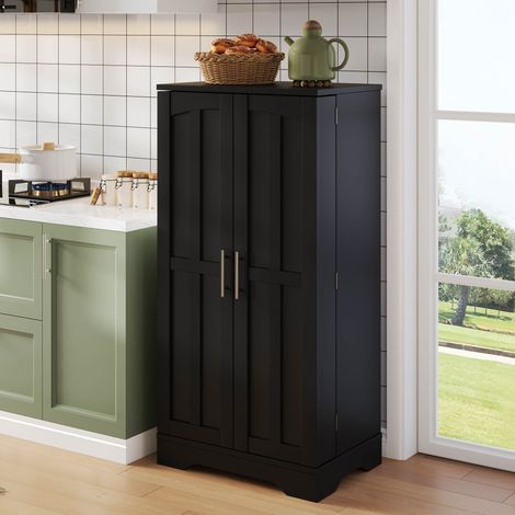 MEUBLIV Buffet de rangement 120x60x40 cm noir – LED à capteur et étagères réglables (1/5)