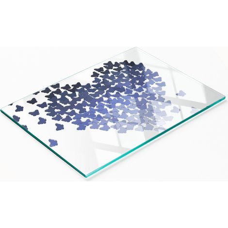 Tabla de cocina de vidrio duradera y elegante con dise帽o de mariposa y coraz贸n, 80x52 cm.