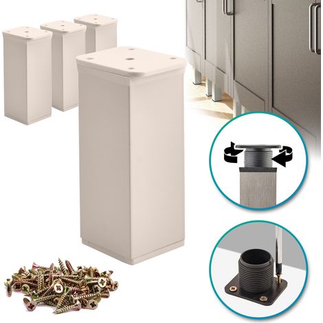 4 x Basic-Möbelfüße Querschnitt 40 x 40 mm Höhe 100 mm Farbe: Kaschmir Inkl. Schrauben (1/5)