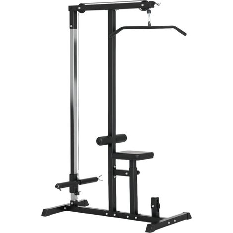 Station de musculation multifonction avec siège réglable et poulie, acier noir DESVIAE (1/5)