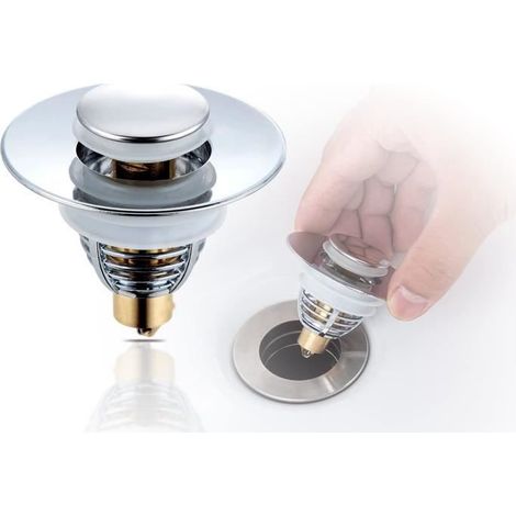 2 PCS Universel Pop-Up Bouchon de Vidange de Lavabo,Fabriqué Laiton et Acier Inoxydable,Peut être Démonté Pour le Nettoyage Co[579] (1/4)