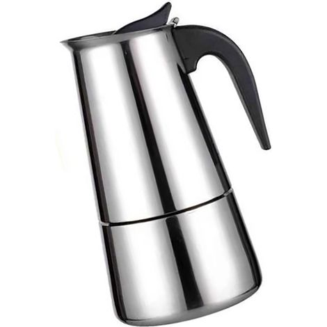 Cafetière italienne (Moka) en acier inoxydable de 100 ml, avec isolation thermique, idéale pour le café infusé à la main. (1/5)