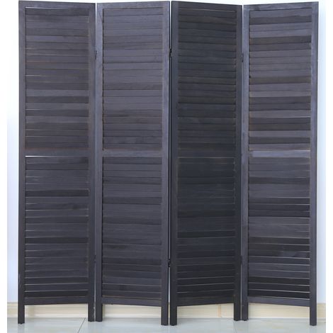 Pegane – Paravent en bois noir 4 pans – Dimensions H170 x L160cm – Design persienne pour espaces intérieurs – Finition soignée