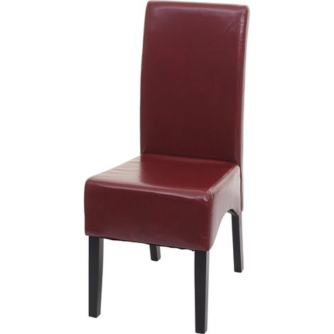 Sedia pranzo soggiorno Latina pelle 102x44x44cm rosso gambe scure