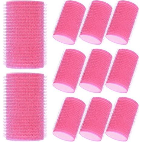 Set mit 12 selbstklebenden Schwamm-Haarwicklern (6 rosa und 6 blau). – 6,00 x 3,60 x 3,60 cm – Rosa (1/4)