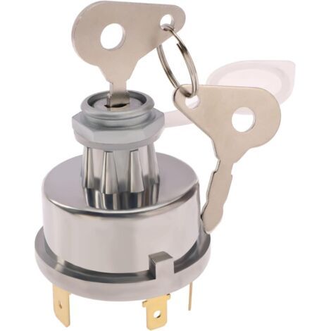 Interruptor de encendido de 4 posiciones, 6 terminales y 2 llaves, reemplazo universal de orificios de montaje, 12V/24V, 15 mm, para aplicaciones en automóviles, tractores, agricultura e industria. (1/4)