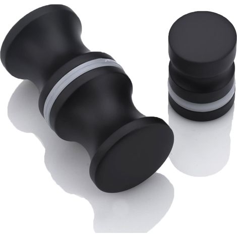 MINKUROW Tirador de Puerta de 2 Piezas, Pomo para Puerta de Ducha, Tirador para Puerta de Ducha, para baño, Cocina, Oficina, Hotel, Negro Mate, 30 x 60 mm (1/5)