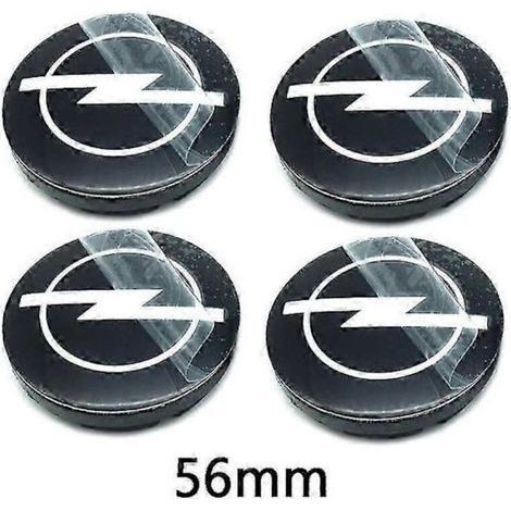 4 cache-moyeux de roue de voiture 56 mm. 59 mm. 60 mm. 64 mm et 68 mm pour Opel Astra. Mokka. Insignia. Zafira. Corsa et Tigra (emblème. logo. badge). 4 pièces. 56 mm. noir. (1/2)