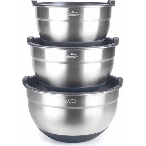 Küchenzubehör lacor mixing bowls set Edelstahl rutschfeste Basis