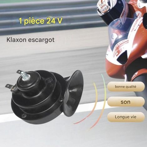 Klaxon de moto modifié 24 V à tonalité aiguë — Signal sonore puissant universel 300 dB, klaxon électrique étanche — Noir (1 unité)