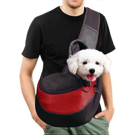 Sac à dos porte-chien Dury - Bretelles réglables, sac de transport respirant pour petits chiens avec poche pour téléphone (rouge) (1/5)