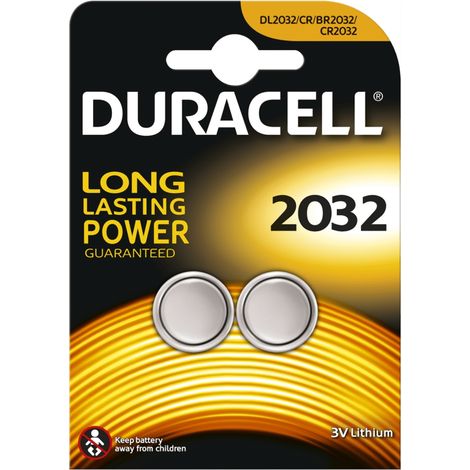 Batteria bottone Duracell 3V CR2032 Litio confezione da 2 pile