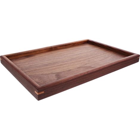 Plateau de Salle de Bain Rectangulaire en Bois de Noyer Marron, Organiseur Multifonction pour Serviettes et Parfum, Design Gain de Place pour Salle de Bain et Hôtels'-'- (1/5)