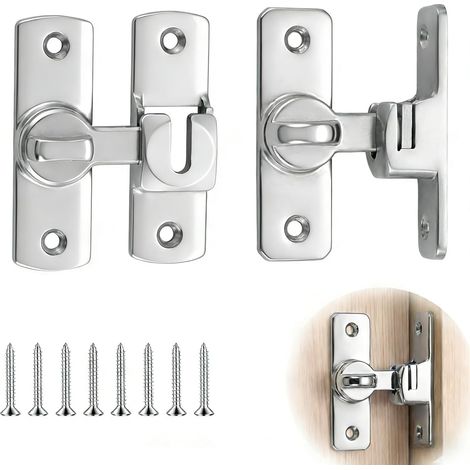 Verrou Porte Coulissante 90/180 Degrés,Loquet de Porte de Verrouillage,avec 8 Vis pour Porte,Salle de Bain, Fenêtre (1/5)