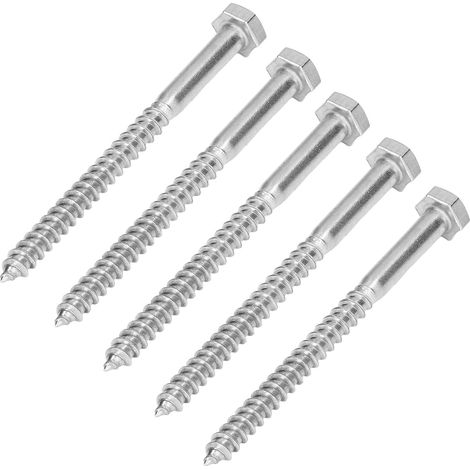 25 vis à bois autoforeuses DIN571 inox A2-70 à filet partiel tête hexagonale M6x80mm pour charpente (1/5)