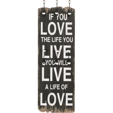 Wandgarderobe mit 6 Haken 120 x 40 cm "LOVE LIVE" vidaXL (1/3)