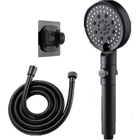 (Black) High Pressure Shower Head, Detachable Shower Head 6 Modes Water Shower Head, Shower Head with 1.5m Hose and Holder (1/5)