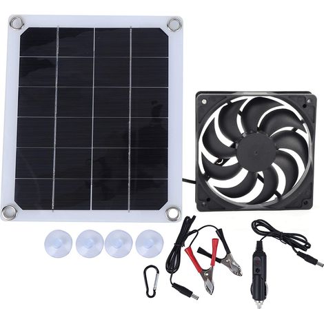 10-W-tragbarer Solar-Abluftventilator für den Außenbereich mit Ladefunktion im Auto, Betrieb mit 5 V Gleichstrom, keine Energiespeicherfunktion (1/4)