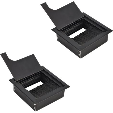 Sollbry 4 Pièces Passe Câbles Encastrable Bureau, Passe Câble Carré Encastrable, Trou Couvercle Passe Cable Bureau, pour Pupitre, Bureau D'ordinateur, avec Joint Brosse (Noir) (1/4)