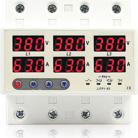Disjoncteur sur/sous-tension à réarmement auto – LCD – limiteur courant, protection perte phase/déséquilibre/surcharge (1/5)