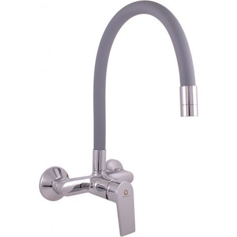 Mitigeur évier mural flexible gris à mémoire de forme COLORADO H. 27,4 cm (1/4)