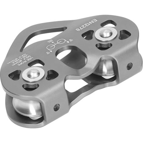 Système de poulie d'escalade extérieure, système de poulie d'escalade à double axe en alliage d'aluminium aéronautique, gris spécifique à l'alpinisme. (1/5)