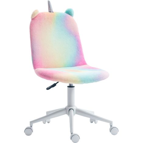 Office Chair, Fluffy Unicorn Swivel, 41 x 55 x 98 cm, Rainbow (1/5)