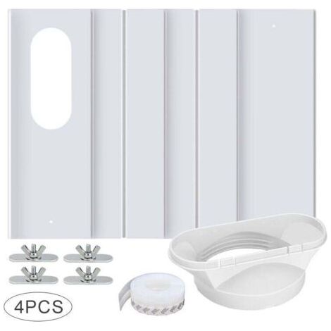 Kit de 4 plaques réglables pour climatiseur mobile – Longueur ajustable 43-140 cm – PVC durable – Installation facile sur fenêtres coulissantes (1/5)