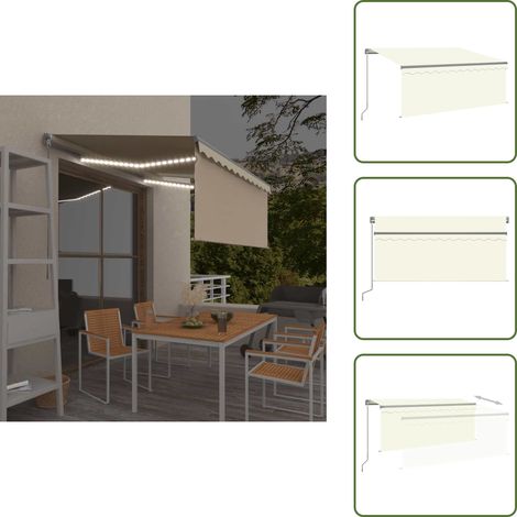 The Living Store Markise Manuell Einziehbar mit Rollo LED 3,5x2,5 m Creme - Markise Einziehbar (1/5)