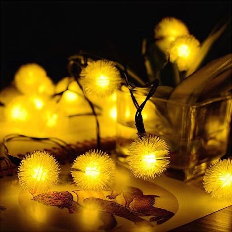 Guirlande Lumineuse - Boules Led 80 - Chaîne Boules Pelucheuses Type Pissenlit - 6 M - Pour Arbre De Noël Porte Jardin Intérieur Extérieur - 3 Piles AA (1/5)