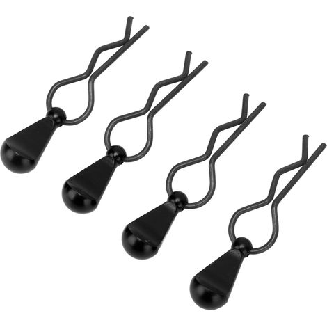 Set mit 4 R-förmigen Karosserieclips aus Edelstahl mit Griff aus Aluminiumlegierung für 1/8 und 1/10 RC-Cars (schwarz). (1/5)
