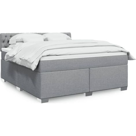Boxspringbett mit Matratze Hellgrau 180x200 cm Stoff