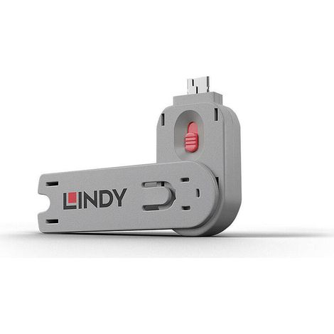 Bloqueador de puerto USB-A Lindy 40620, color rosa, ABS, con llave de bloqueo, 1 unidad. (1/4)