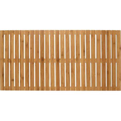 WENKO Tappetino da doccia in legno, tappeto da bagno in bambù, per uso interno ed esterno, Bambù, 100x50 cm, Marrone