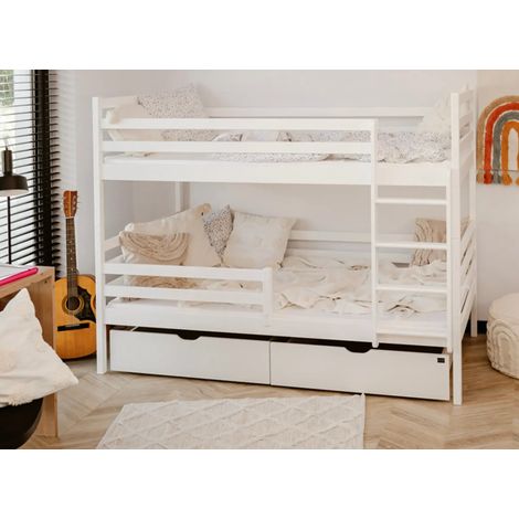 Letto a castello Léo White 90x200 con cassettiera e molla a tazza (1/5)