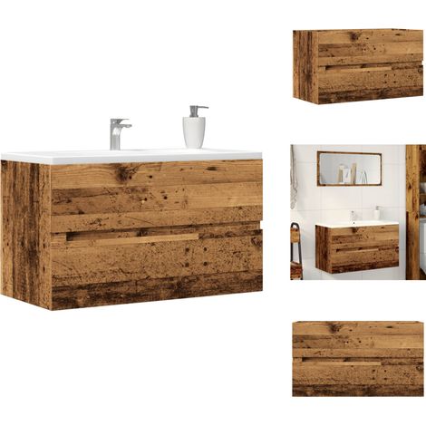 Armoire d'évier vieux bois 90x38,5x45 cm bois d'ingénierie - Armoire D'évier - Armoires D'évier - Armoire De Salle De Bain - Armoire (1/5)