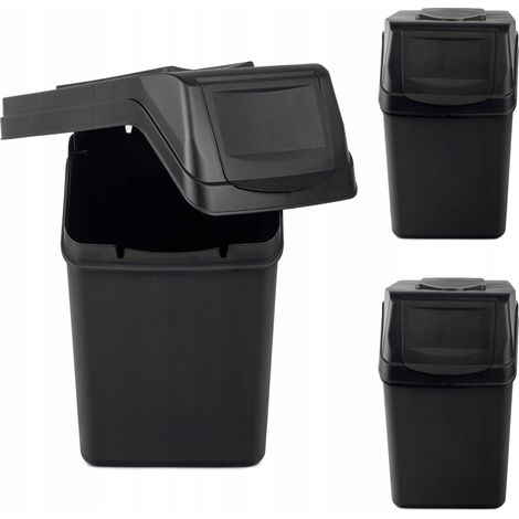 KADAX 3er-Set aus 25-Liter-Mülleimern mit Aufklebern