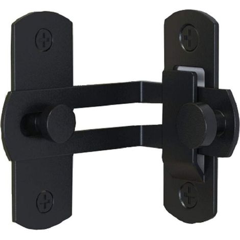 (Nero 10,4 x 7 x 0,2 cm) Serratura per porta pieghevole a 90 gradi, catenaccio per porta da fienile, anello di bloccaggio curvo ad angolo retto (1/4)